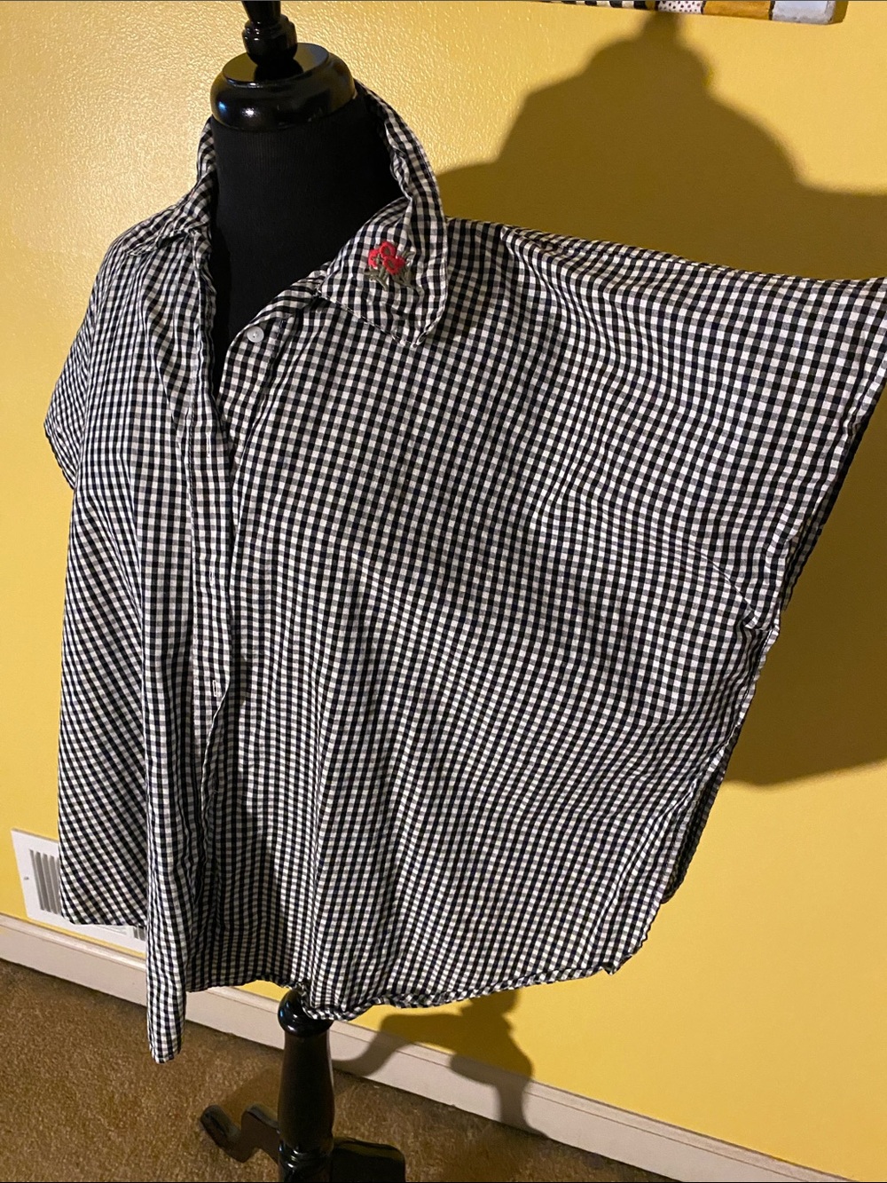 Vince Camuto Black White Gingham Shirt